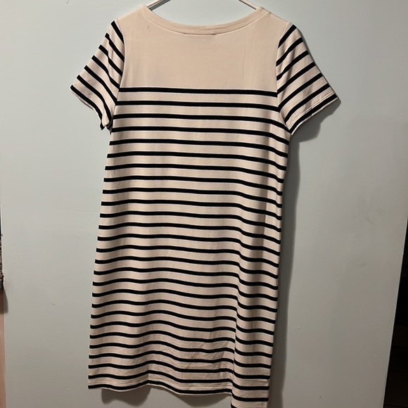 Loft Striped Embroidered Knit Dress Size M - Picture 4 of 6